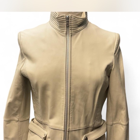 Keneth Cole Reaction distress moto style very soft leather beige color size M - Picture 1 of 5